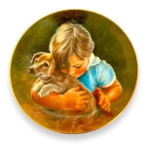 Goebel Rare Plate First Puppy Little Hugs series Wall Art